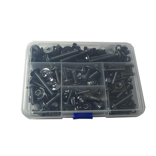 Image of 210 PCS Motorcycle Fairing Bolt Kit Screws Aluminum Fasteners Washers Nuts Screws Clips for Yamaha Kawasaki BMW Suzuki Honda Dirt Bike Sportbike Chopper Cafe Racer ATV Scooter(Black)