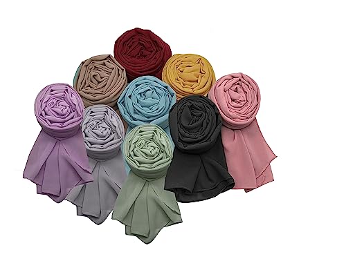 ICW Women Soft Chiffon Georgette Scarves Shawl Stoles Long Scarf Wrap head Scarves