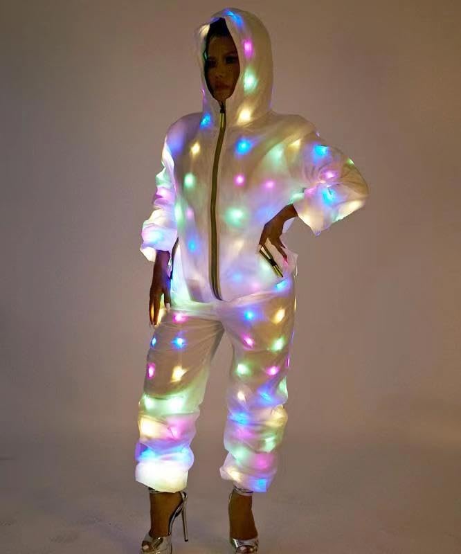 Womens Mens LED Light Up Rave Jacket Adult Kids Dance Party Fancy Dress Club Glowing Clothes For Xmas Halloween - Image 4