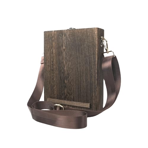 Writers Messenger Wooden Box Bag Handmade Retro Crossbody Sketch Tool Box Portable Artist Storage for Brushes Pens & Outdoor Painting