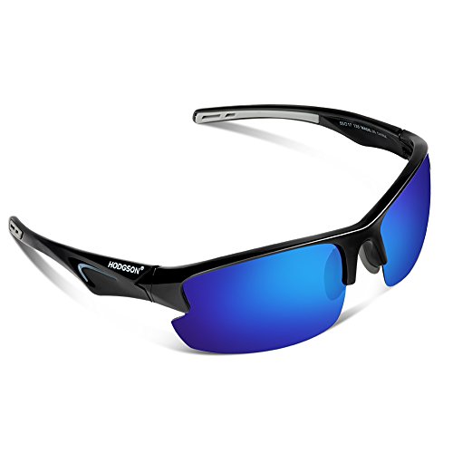 HODGSON Polarized Sunglasses for Men Women, Unique Style Unbreakable Sunglasses-Black/Blue