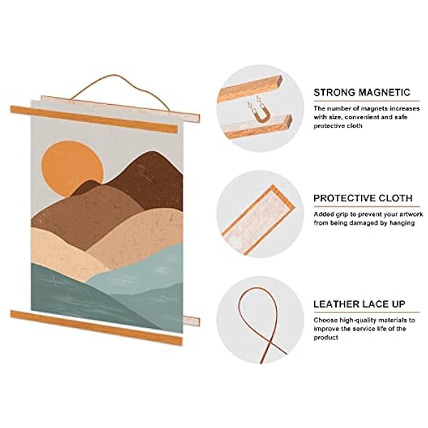 Benjia Cornici per poster 120 x 80 cm, 120 x 90 cm, in legno chiaro magnetico per poster appendiabiti da appendere su tela, stampa artistica (120 cm, colore teak)
