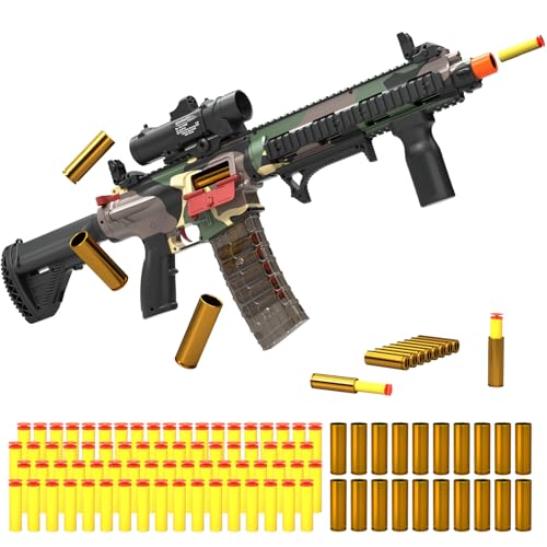 Electric Soft Bullet Toy Gun for Boys, Auto-Manual Shell Ejecting Toy Foam Blasters & Guns with 80 Soft Darts, Shooting Games Educational Toys for 6, 8,12,14+ Kids