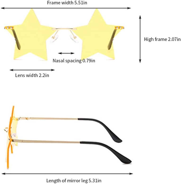 Star Rimless Sunglasses Women/Men Unique Pentagram Party glasses Prom Streetwear - Image 3