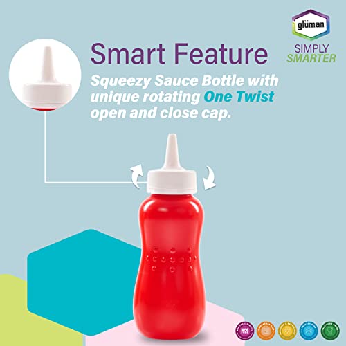 Image of Gluman Plastic Squeezy 750 Ml Sauce Bottle (Set Of 2) For Clean & Mess-Free Dispensing | 100% Food Grade | Dishwasher Safe | Freezer Safe | Ergonomically Designed | Reusable (Red)