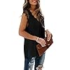 XIEERDUO-Womens-V-Neck-Lace-Tank-Tops-Summer-Casual-Sleeveless-Shirts-Side-Split Womens Lace Tank Tops Cute Summer Boho Tops Comfy Flowy Cute Fashion Black L