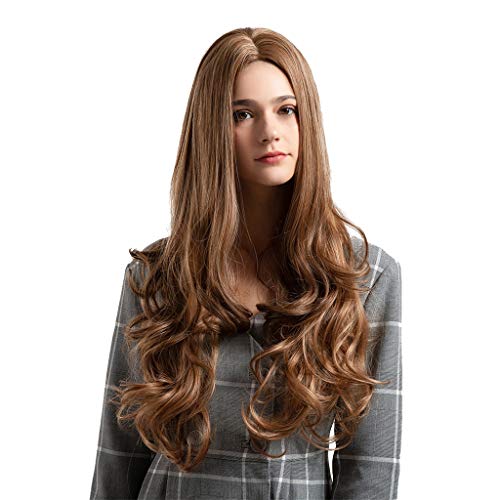 Homyl Peruca Cheia Peruca De Cabelo Sintético Reta Longa Encaracolado Para Mulheres Cosplay Partido