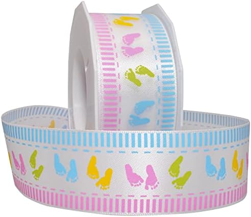 Morex Sweet Ribbon, Baby Feet/White,22-Yard Spool image 4