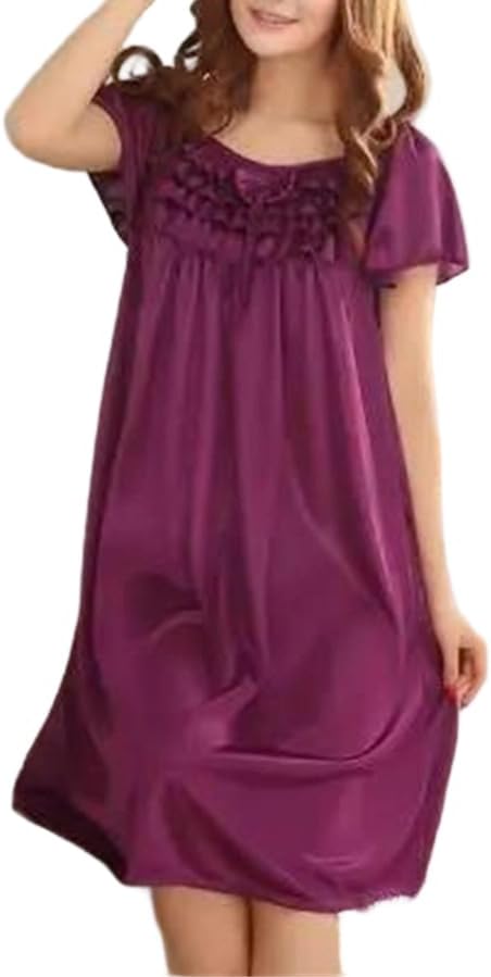 Womens Silk Nightgown Sleeveless Lightweight Summer Sleep Dress Soft Lounge Wear
