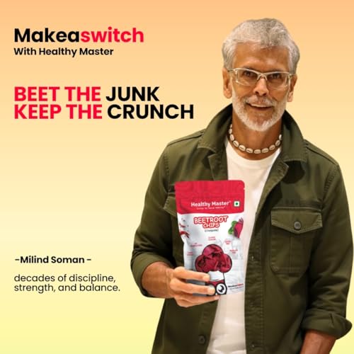 Image of Healthy Master Beetroot Chips Combo 600g (100g Each) Pack of 6 | Light & Crispy | High Protein Chips | Gluten-Free | No Maida, No Palm Oil | Low-Calorie | Healthy Snacks for Adults & Kids