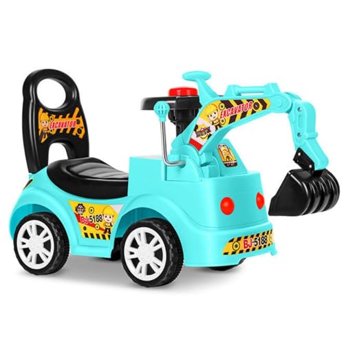 Arfobug 子供用ショベルカー、座れるおもちゃの車、屋内/屋外、乗り物のおもちゃ、キック、ショベルカー、スライディングカー、ペダル、クレーン、アームドライブ、音楽とライト付きヨーヨーカー (オレンジ) (ブルー)