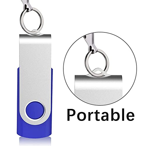 Image of Aiibe 10 Pack 64GB USB Flash Drive 64 GB Flash Drive 64G USB 2.0 Memory Stick Thumb Drive Data Storage Jump Drives 64GB Zip Drives Wholesale /Lot /Bulk (Blue)