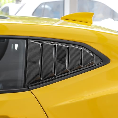 Image of Rear Side Window Louvers for Chevy Camaro 2016 2017 2018 2019 2020 2021 2022 2023 2024 Triangular Window Glass Blinds Air Vent Scoop Shades Cover Blinds Trim Sport Accessories ABS Carbon Fiber 2PCS