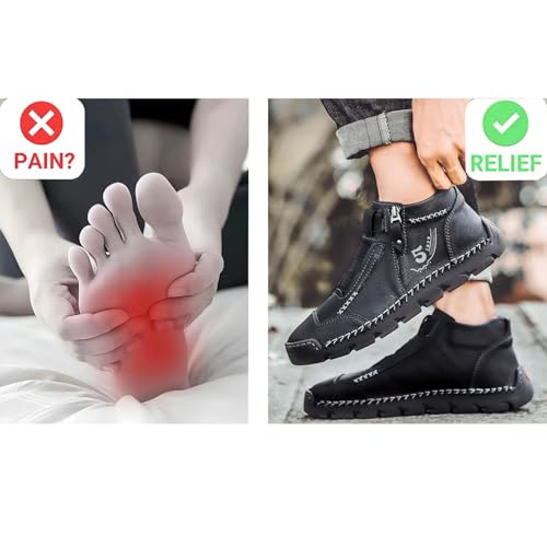 Matufit Shoes for Men Men's Leather Waterproof Non-Slip Fashionable Orthopedic Shoes, No-Glue Slip-On Lofers with Wide Toe4