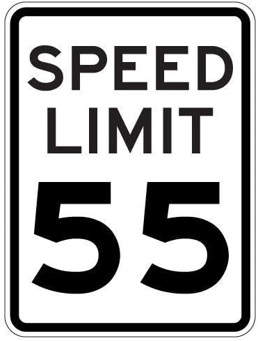 Letrero de aluminio R2 de 1 55 MPH de límite de velocidad H.I.P. para exteriores e interiores, 12 x 8 pulgadas