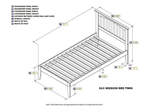 Atlantic Furniture Ar8721001 Mission Platform Bed With Open Foot Board, Twin, Espresso #TOP2