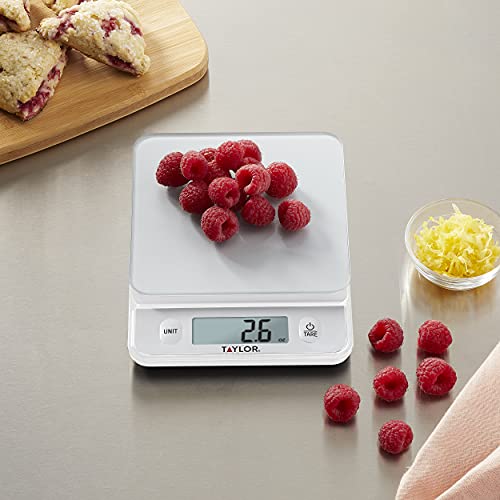 Taylor Glass Top Food Scale With Touch Control Buttons, 11 Lb Capacity, Silver #TOP5