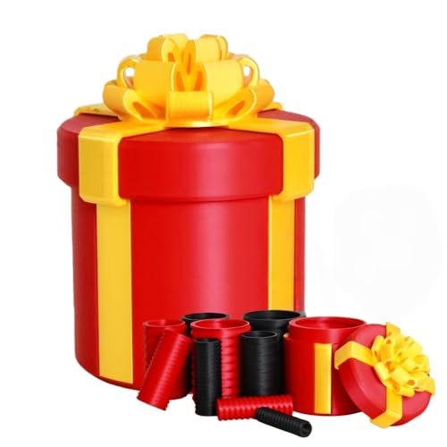 virsomier Annoying Nested Screw Gift Box - Prank Nesting Box for Cash & Surprises Reusable 3D Printed Fun for Birthdays Christmas White Elephant Party Gifts (Red)