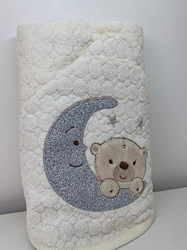 Toalha de banho bebê forrada com capuz e bordada 70x80 Urso bege