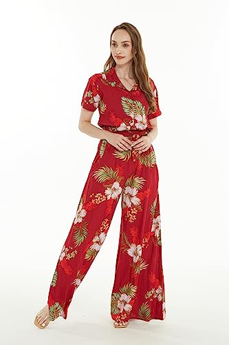 Image of Matchable Family Hawaiian Luau Men Women Girl Boy Clothes in Pineapple Garden Burgundy