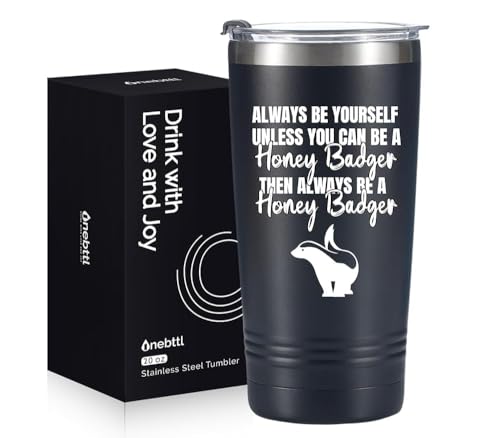 Onebttl Honey Badger Gifts, Great gift for Honey Badger Lovers on Christmas, Birthday-20oz Stainless Steel Tumbler with Lid & Straw, 20oz/590ml