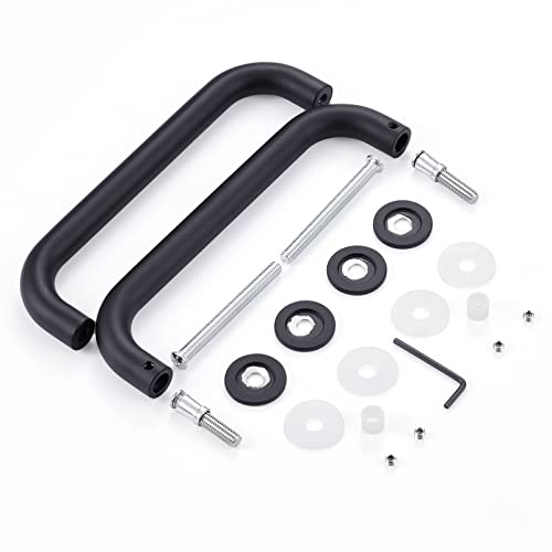 Ranbo Hardware 8" Back To Back Commercial Grade-304 Stainless Steel Push Pull Door Handle Compatible With 1/4" To 1/2" Thickness Glass Door For Frameless Shower Doors (8 Inch, Matte Black) #TOP6