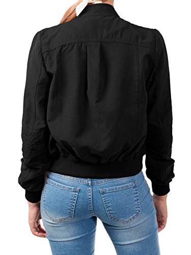 Design by Olivia Women's Casual Faux Suede Ribbed Hem Zip Up Bomber Short Jacket3