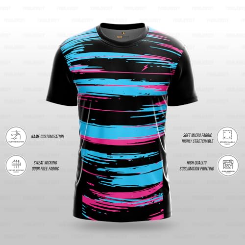 Image of YOURJERSEY Custom Sports Jersey for Men & Kids | Add Player Name | Personalised Cricket /Football /Badminton T-Shirt | Custom Team Jersey