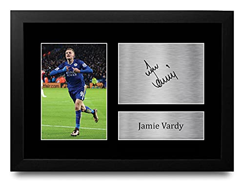 Jamie Vardy autographe A4 encadré pour décorer une chambre de fan de foot