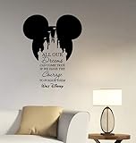 All Our Dreams Can Come True Inspirational Quote Wall Decal Mouse Head Silhouette Castle Vinyl Sticker Saying Art Decorations for Home Living Room Bedroom Decor hq80