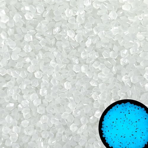 2000PCS Glow in The Dark Rocks for Fish Tank Glow Rocks for Outsode Pond Glow in The Dark Gravel for Aquariums Walkway Pathway Outdoor Plants Landscape(White),5-8mm