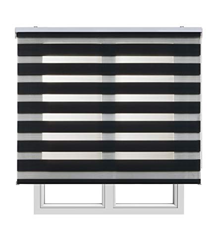 Estores Basic - Stores Nuit et Jour, Gris foncé, 100 x 250 cm, Stores à Double Couche pour intérieur