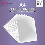 100 A4 Plastic Punched Pockets 45 Micron Polly Pockets Filing Folders Wallets Sleeves for Home Office and School Document Files Folders Filing Wallets Sleeves Hold 15 to 20 Sheets - Image 2
