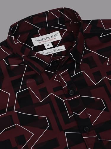 Image of Majestic Man Slim Fit Floral Printed Pure Cotton Casual Half Sleeve Shirt