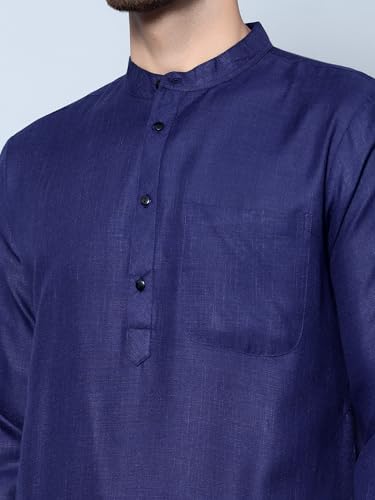 Image of LATEST CHIKAN Men's Cotton Blend Regular Solid Kurta Pyjama Set - Casual Ethnic Set