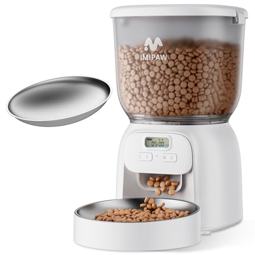 IMIPAW PET Automatic Cat Feeder: 4L Cat Food Dispenser Timed ...