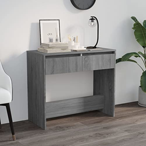 Mesa consola Sonoma gris de madera con cajones como estante de salon 2