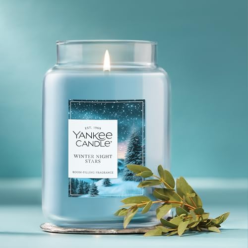 Yankee Candle Large Jar Scented Candle with up to 150 Hour Burn Time, Premium Plant Wax Blend for Consistent Burn, 22 oz Jar Candle with Room Filling Fragrance, Winter Night Stars