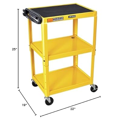 LUXOR UCMT1-YW Adjustable-Height Steel Utility Cart - Yellow