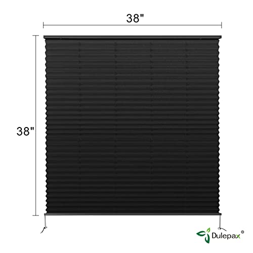Image of Dulepax RV Blinds - Pleated Shades, 38 inch W x 38 inch L Black RV Window Shades for Camper, Travel Trailers, Motorhome's Window