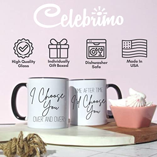 Celebrimo I Choose You Mr And Mrs Coffee Mugs Set - Anniversary Mug Gift For Husband, Wife - His And Her Engagement Gifts For Couples - Engaged, Marriage, Wedding Gifts For Bride And Groom, Couple #TOP4