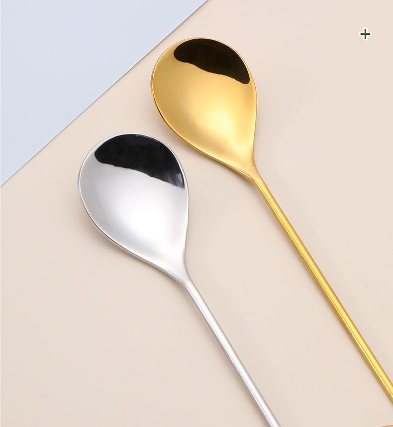 Silverware Flatware Set, 1/4/6/8/10/12pcs Creative Octopus Heart-shaped Spoon Set Dessert Spoon Cake Small Spoon 304 Stainless Steel Coffee Spoon(Silver,12Pcs)