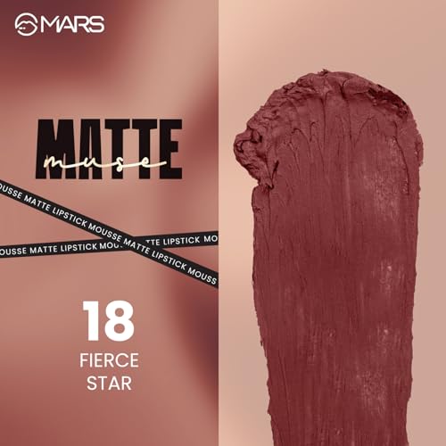 Image of MARS Matte Muse Mousse Lipstick (3ml) (18-FIERCE STAR) with Doe-Foot Applicator | Highly Pigmented | Smooth Texture | Hydrating Formula | Blurry Lips Effect (Pack of 3)