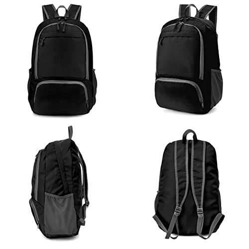HYCOPROT 35L Packable Backpack Ultra Lightweight Foldable Rucksack Water Resistent Breathable Bag for Men Women Outdoor Camping Walking Hiking Climbing Travel Daypack (Black-1) - Image 2