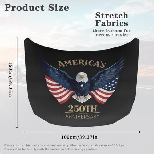 Image of 250 Anniversary USA Car Hood Cover Polyester Elastic Fabrics Can be Washed Suitable for SUV Trucks Universal for Cars