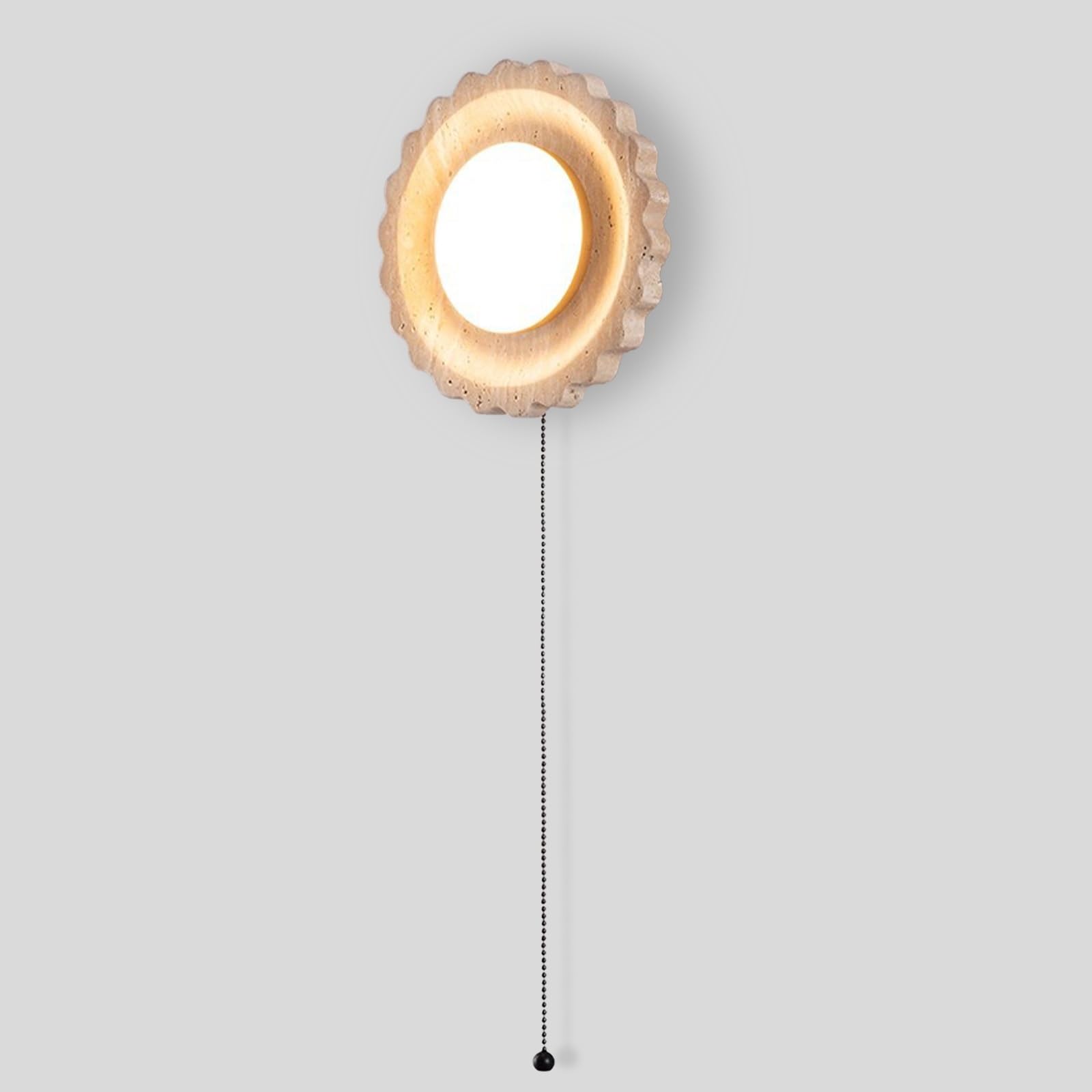 SXWNBIFH 10W LED Wall Sconce Yellow Travertine Wall Light Vintage Round Store Wall Lamp 3000K Hardwiring Wall Light Fixture Mid Century Wall Mounted Lamp for Bedroom Hallway Living Room Bathroom(B)