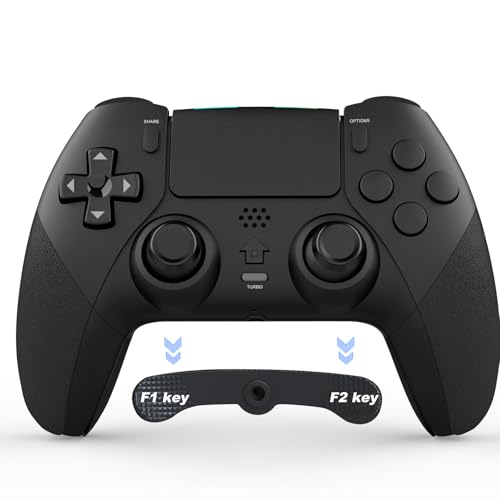 Holilo Manette pour PS-4, Manette sans Fil Pro Controller avec PS-4/Pro/Slim, Gamepad avec Gyroscope à 6 Axes, Double Vibration, Boutons Programmables, Pavé Tactile, Turbo-Noir
