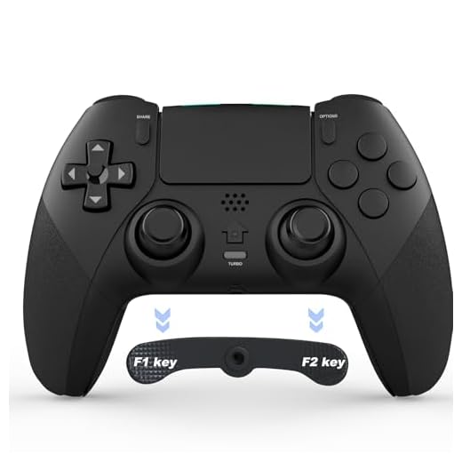 Holilo Manette pour PS-4, Manette sans Fil Pro Controller avec PS-4/Pro/Slim, Gamepad avec Gyroscope à 6 Axes, Double Vibration, Boutons Programmables, Pavé Tactile, Turbo-Noir