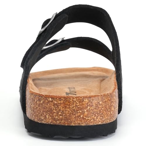Image of Torotto Womens Slides with Cork Footbed Open Toe Adjustable Webbing Flat Sandals for Walking | Beach | Indoor