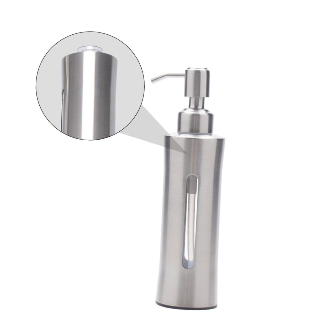 SHINEOFI Distributore di Sapone Manuale in Acciaio 304 Dispenser da Bagno Bottiglia Visibile Ricaricabile Adatto per Cucina Bagno e Lavanderia